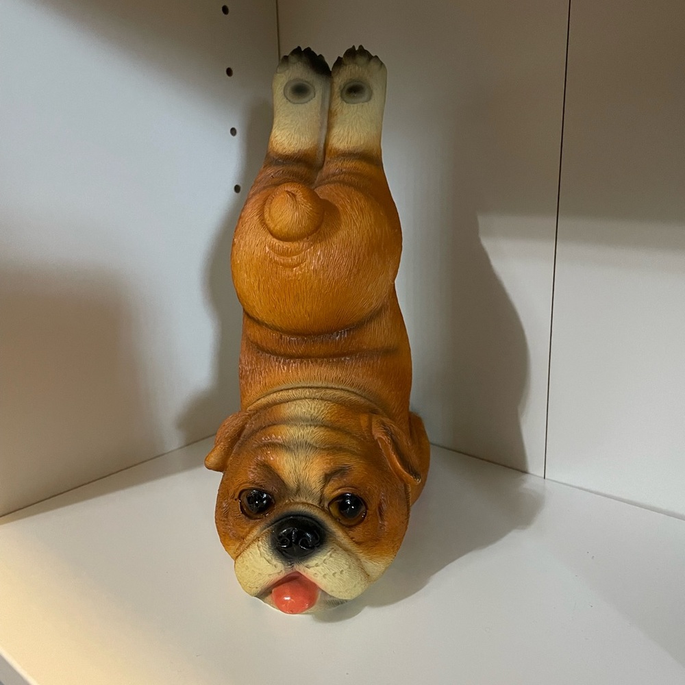 Vintage Adorable Bulldog Labrador Figurine Yoga 9”tall